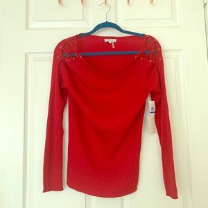 NWT Red lattice shoulder 1State sweater XL